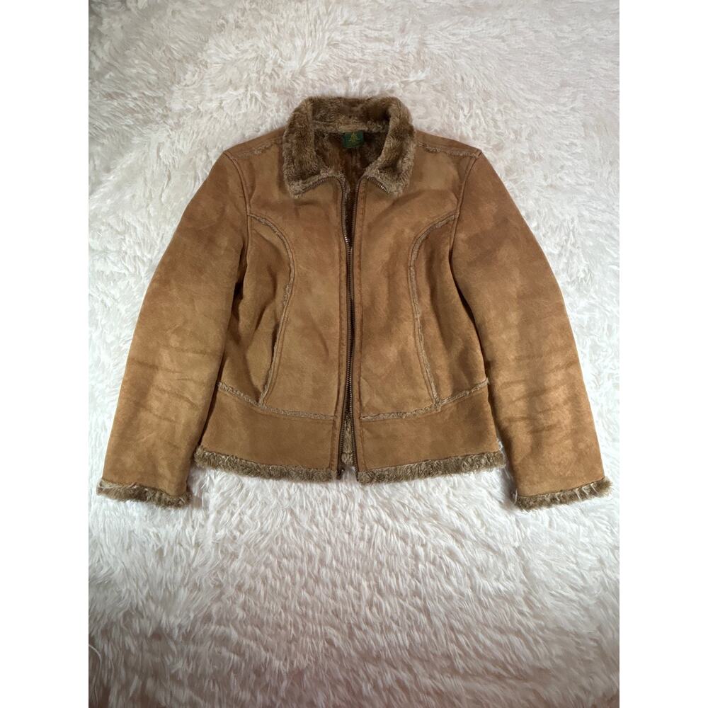 Cabelas Womens S Brown Faux Suede Faux Fur Patchwork Coat Western Jacket